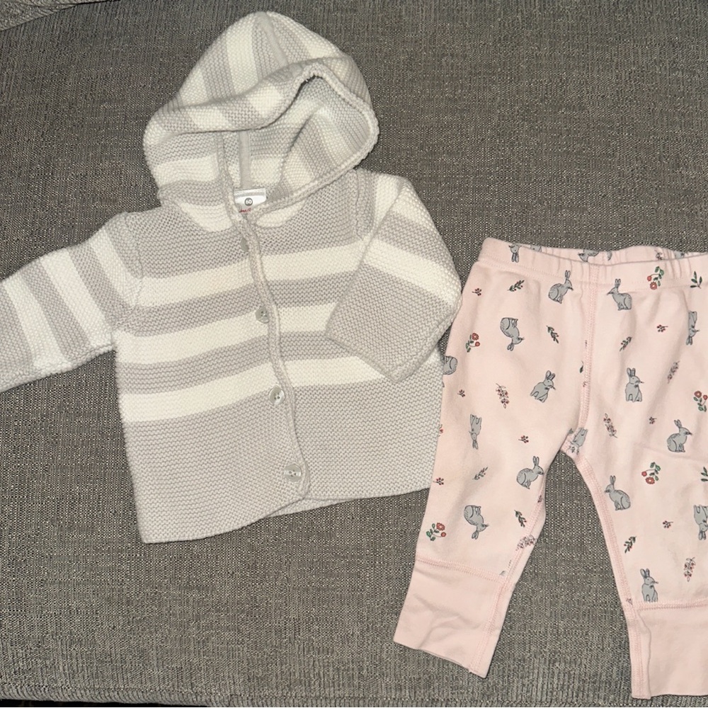 Hanna Andersson Baby Sweater and Bunny Pants
